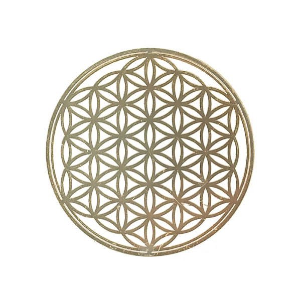 Adhésif métal Fleur de Vie doré 4x -- 3,5cm