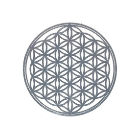 Adhésif métal Fleur de Vie argent 4x -- 3,5cm