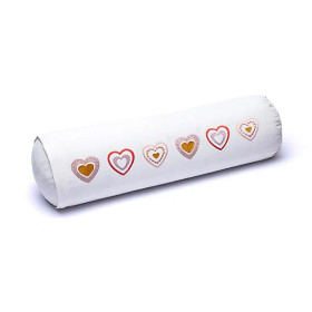 Bolster de méditation blanc cœurs coton biologique (OCS) -- 60x16 cm； 2300g