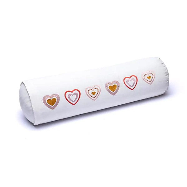 Bolster de méditation blanc cœurs coton biologique (OCS) -- 60x16 cm； 2300g