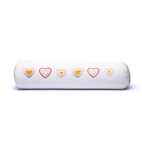 Bolster de méditation blanc cœurs coton biologique (OCS) -- 60x16 cm； 2300g