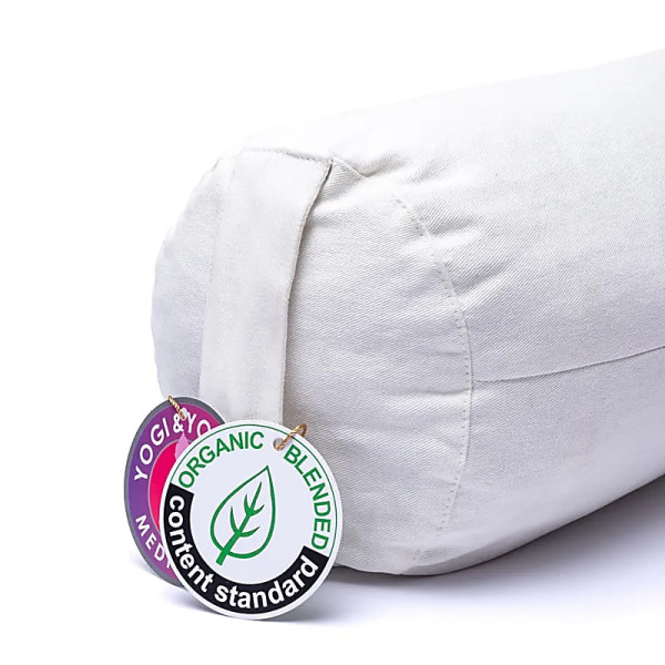 Bolster de méditation blanc cœurs coton biologique (OCS) -- 60x16 cm； 2300g