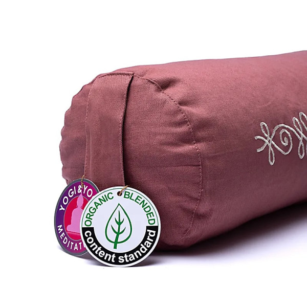 Bolster de méditation rose ancien lotus coton biologique (OCS) -- 60x16 cm； 2300g