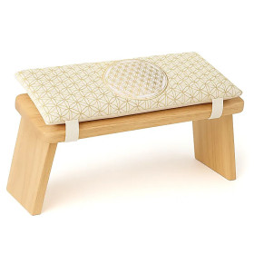 Coussin pour banc de méditation blanc Fleur de Vie avec rembourrage -- 46x16x3 cm