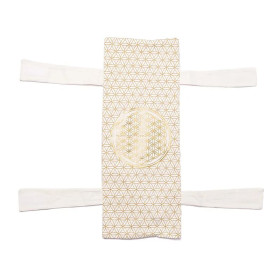 Coussin pour banc de méditation blanc Fleur de Vie avec rembourrage -- 46x16x3 cm