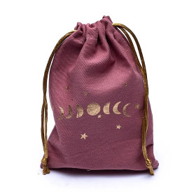 Sac en coton phases lunaires rose -- 19x13cm