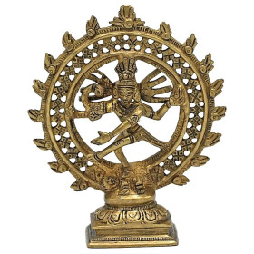 Shiva Nataraj laiton double anneau couleur or --  436 g； 15 cm