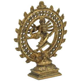 Shiva Nataraj laiton double anneau couleur or --  436 g； 15 cm