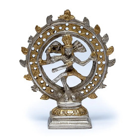 Shiva Nataraj laiton double anneau couleur or -- 436 g； 15 cm