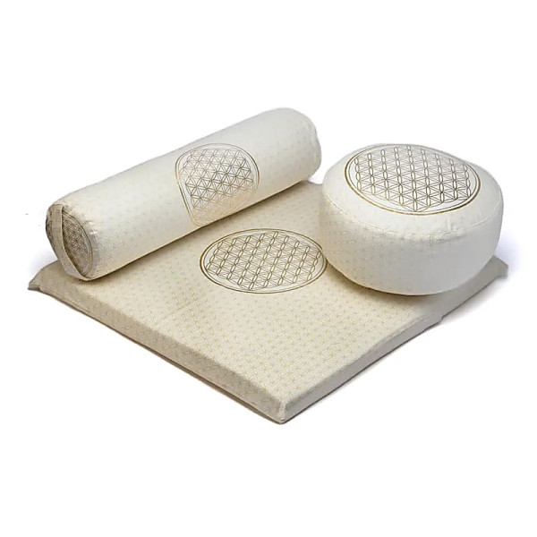 SET Méditation 2: Fleur de Vie coton BIO (OCS) -- 65x65x5cm； ±5100g