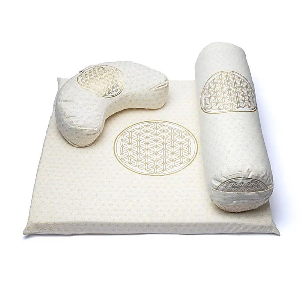 Set de méditation 4 Fleur de vie en coton biologique (OCS) -- 65x65cm ； 3750g