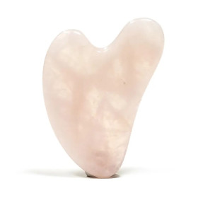 Pierre de massage gua sha en quartz rose -- 45 g； 8 cm