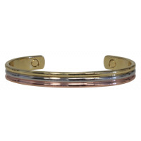 Bracelet cuivre avec Aimants Jonc arrondi 3 métaux