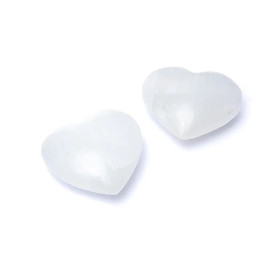 Pierre des soucis en forme de cœur en sélénite blanche -- ±7cm
