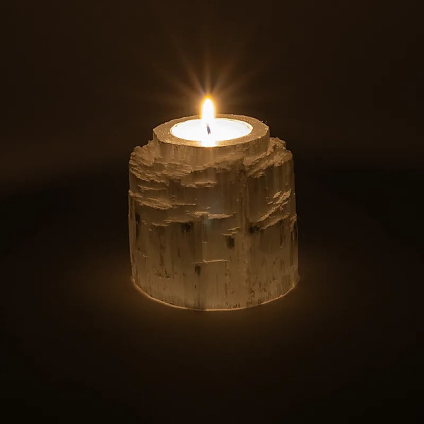 Photophore iceberg en sélénite -- ±8x8cm