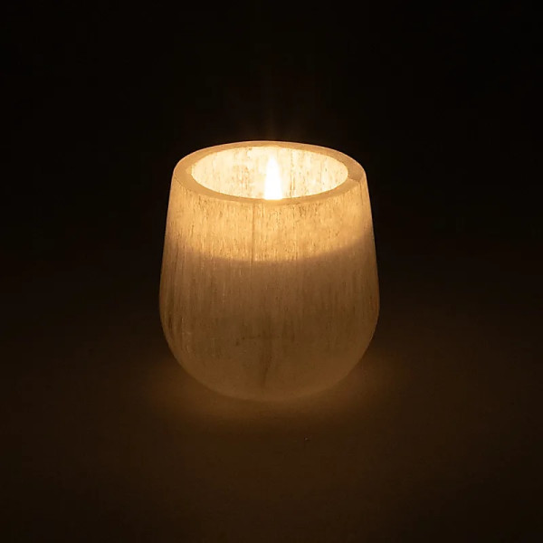 Bougeoir conique en sélénite -- ±6cm