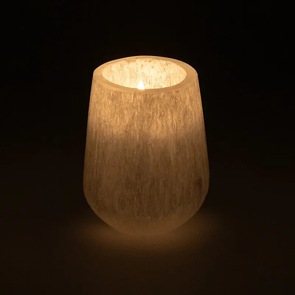 Photophore conique en sélénite - ± 8cm