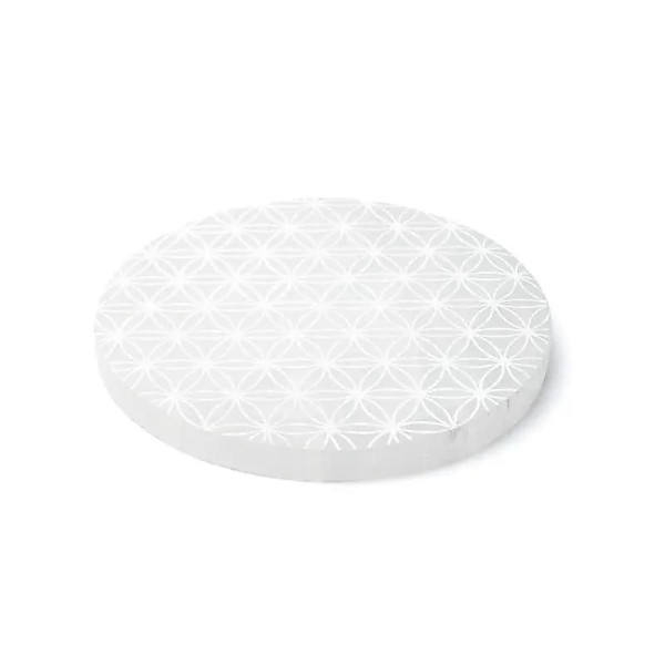 Plaque de charge en sélénite fleur de vie -- ±12cm