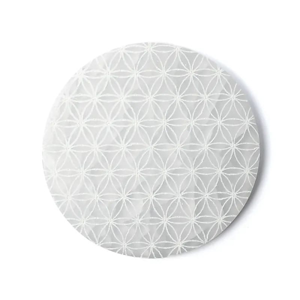 Plaque de charge en sélénite fleur de vie -- ±12cm