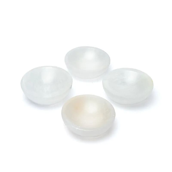 Bol rond en sélénite satiné -- ±8x8x2,5cm