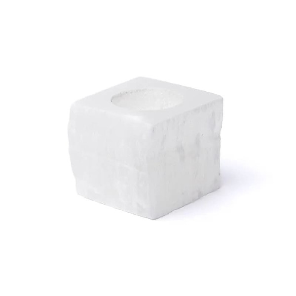 Photophore carré en sélénite -- ±6x6cm