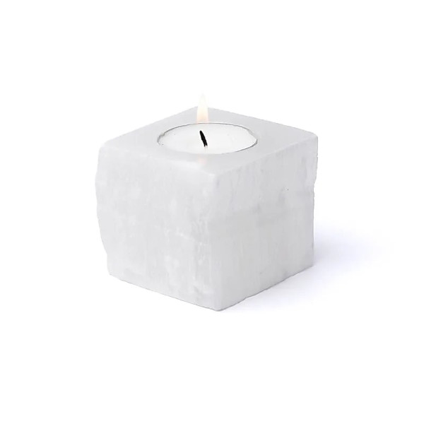 Photophore carré en sélénite -- ±6x6cm