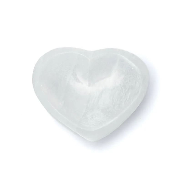 Bol cœur satiné en sélénite -- ±12x12x3cm
