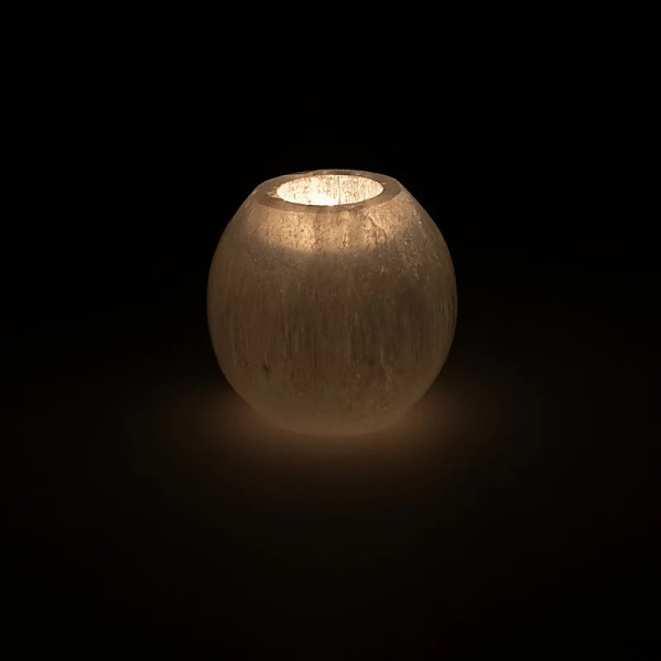 Bougeoir en sélénite -- ±10cm