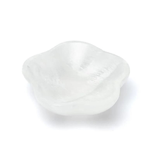 Plat en sélénite fleur -- ±10x3cm