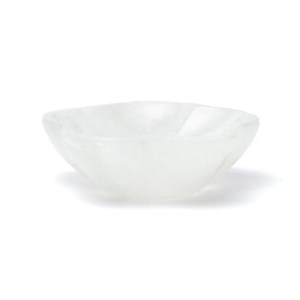 Plat en sélénite fleur -- ±10x3cm