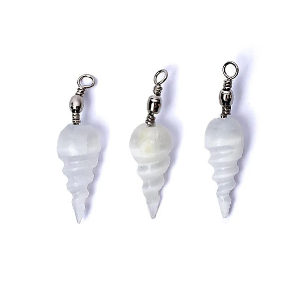 Pendentif spirale en sélénite -- ±4cm
