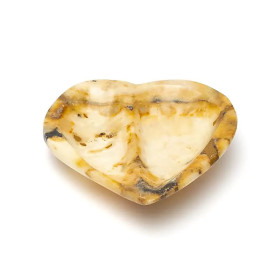Plat en aragonite marocaine en forme de cœur -- ±13x13x2cm