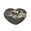 Plaque en marbre en forme de cœur avec fossiles -- ±14x14x2,5cm； ±450g