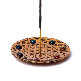 Porte encens finition cuivre Fleur de vie -- 11cm