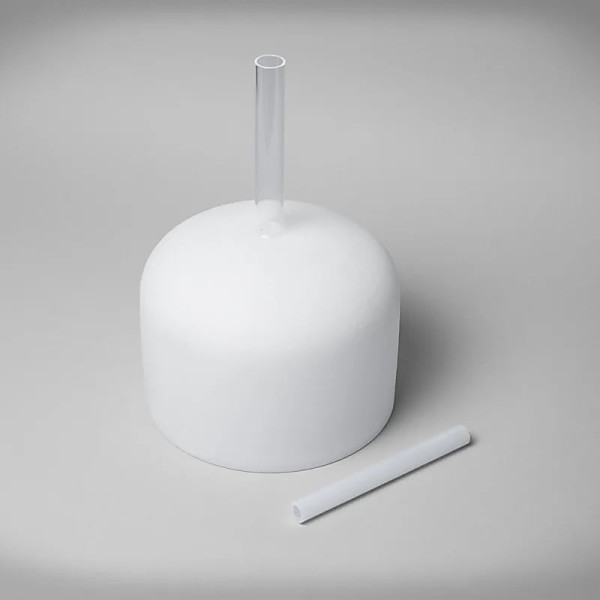 Bol chantant de cristal blanc avec manche note RE 432 Hz-- 25 cm