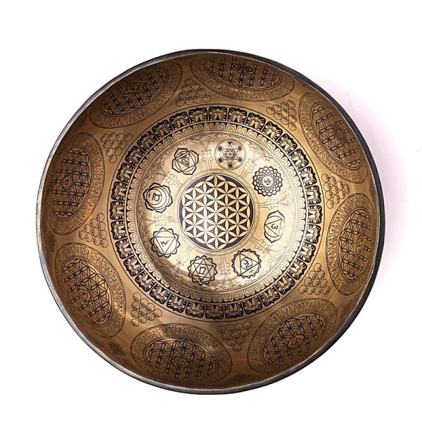 Bol chantant gravé au laser Fleur de Vie -- ±1400-1600 g ； ±22-24 cm