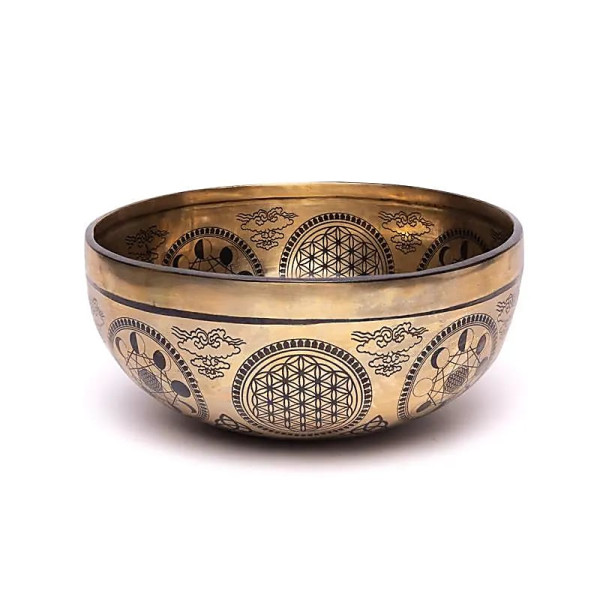 Bol chantant gravé au laser Cube de Métatron -- ±1400-1600 g ； ±22-24 cm