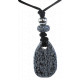 Collier Obsidienne Noire Perle métallique Cordon noir