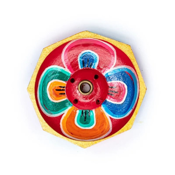 Brûle bâton d'encens lotus en bois coloré -- 6 cm