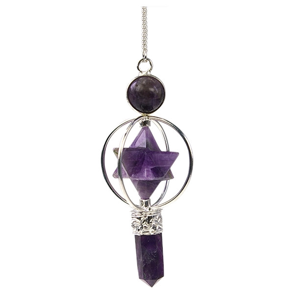 Pendule Merkaba 3 Pierres en Améthyste