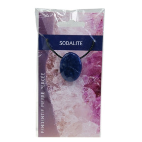 Collier Sodalite Pierre ovale percée Cordon noir