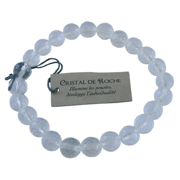 Bracelet Cristal de Roche Perles rondes facettées 8 mm