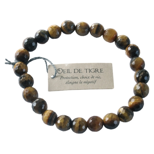 Bracelet il de Tigre Perles rondes facettées