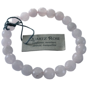 Bracelet Quartz Rose Perles rondes facettées