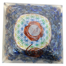 Pyramide Orgonite Lapis Lazuli avec symbole Fleur de Vie