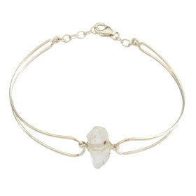 Jonc pierre brute Cristal de roche - Argent 925