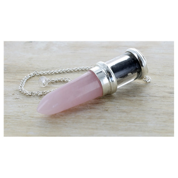 Pendule Pointe Quartz Rose et Remplissage Schungite