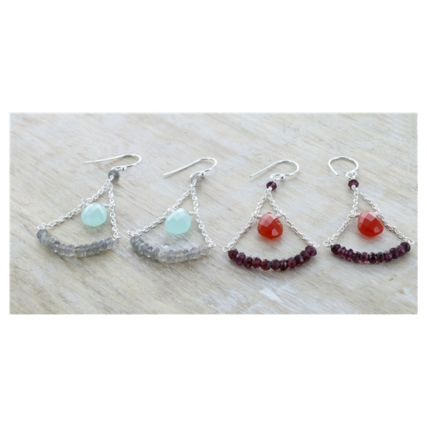 Boucles d'oreilles Grenat et Cornaline Argent 925