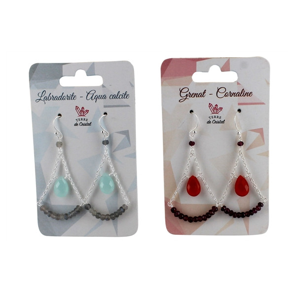 Boucles d'oreilles Grenat et Cornaline Argent 925