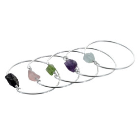 Jonc pierre brute Iolite - Argent 925